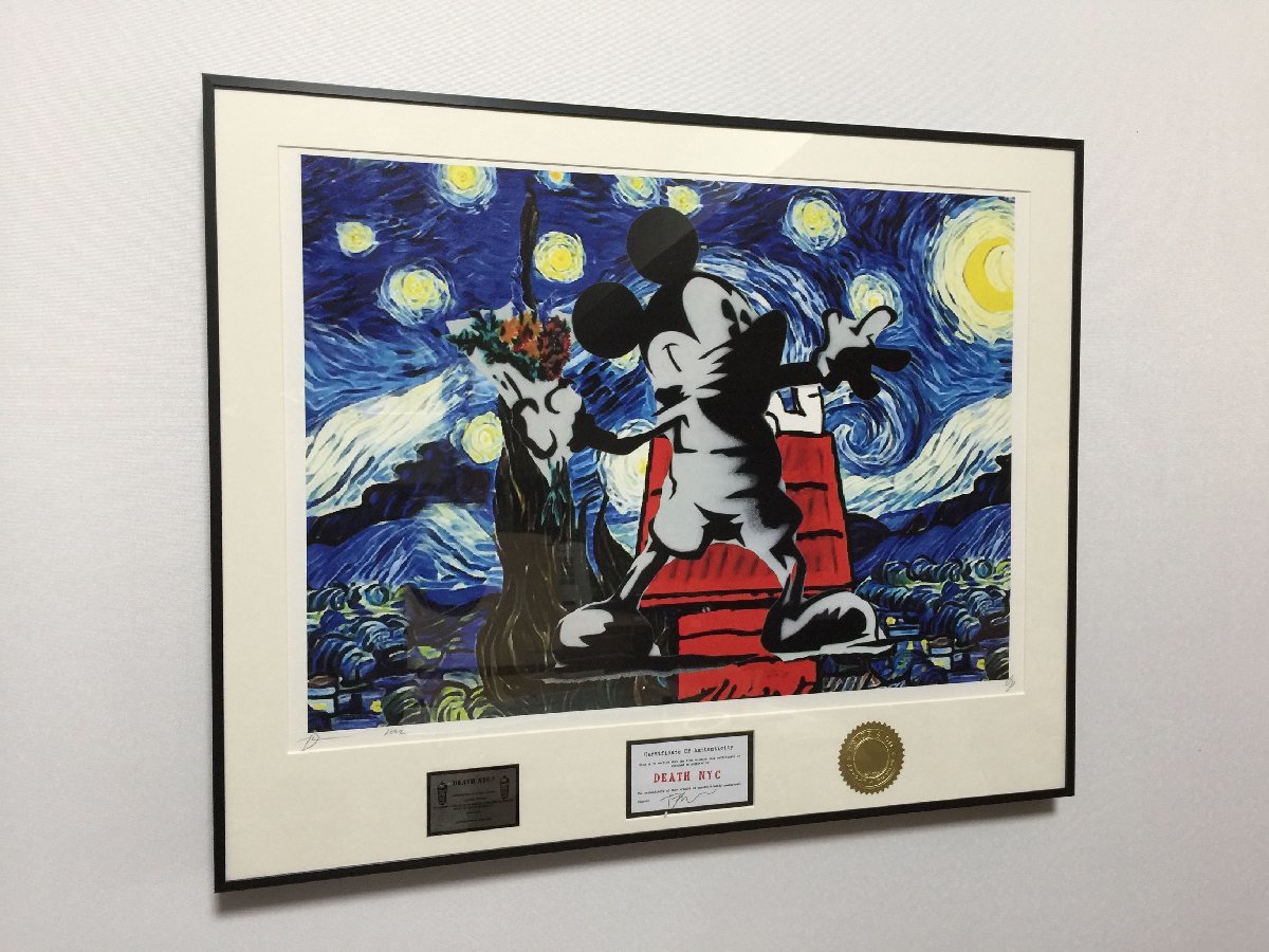 DEATH NYC 額付き 世界限定100枚 アートポスター ミッキーマウス ミニーマウス ミッキー ディズニー The Starry Night現代アート_画像3