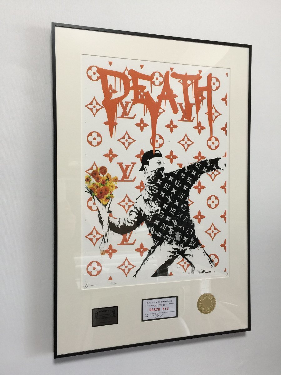 DEATH NYC 額付き 世界限定100枚 アートポスター banksy バンクシー×ゴッホ 向日葵 LV 現代アート_画像4