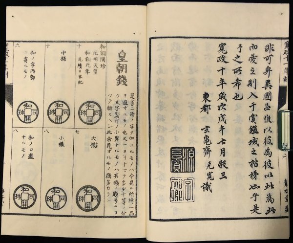 S172 戦前 明治43年 歴史 古銭資料【皇朝銭図 完／皇朝十二銭 和同開珎 万年通宝 乾元大宝など・日本古銭 銅貨 通貨 通宝／和装本】_画像3