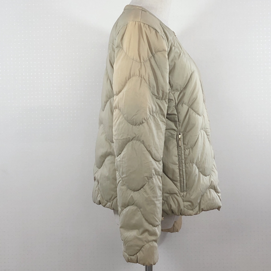 Y0203 Leilian Leilian lady's outer down jacket quilting jacket long sleeve 9 number M size beige down feather autumn winter 