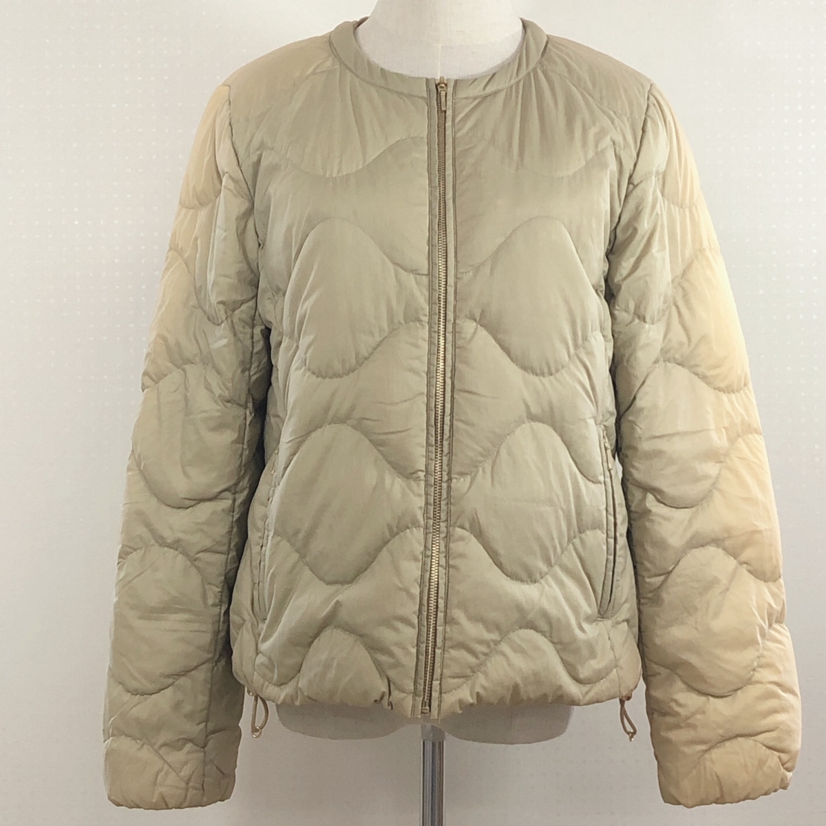 Y0203 Leilian Leilian lady's outer down jacket quilting jacket long sleeve 9 number M size beige down feather autumn winter 