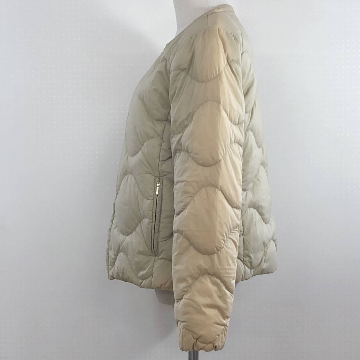 Y0203 Leilian Leilian lady's outer down jacket quilting jacket long sleeve 9 number M size beige down feather autumn winter 