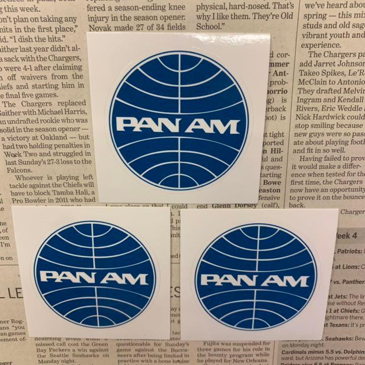ステッカー 3枚セット/ PAN AM パンナム アメリカン雑貨ロゴ アメリカン航空 USA 耐水 レーシング 車 バイク カスタム おしゃれ 　_画像1