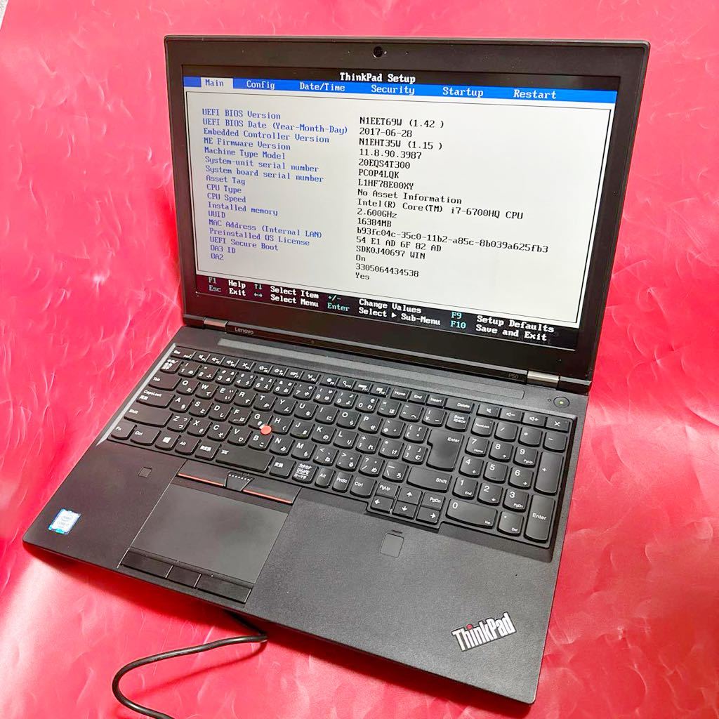 難あり モバイルワークステーション Lenovo ThinkPad P50 20EQS4T300 Core i7-6700HQ/メモリ16GB/HDD500GB? SK2312-K4_画像1