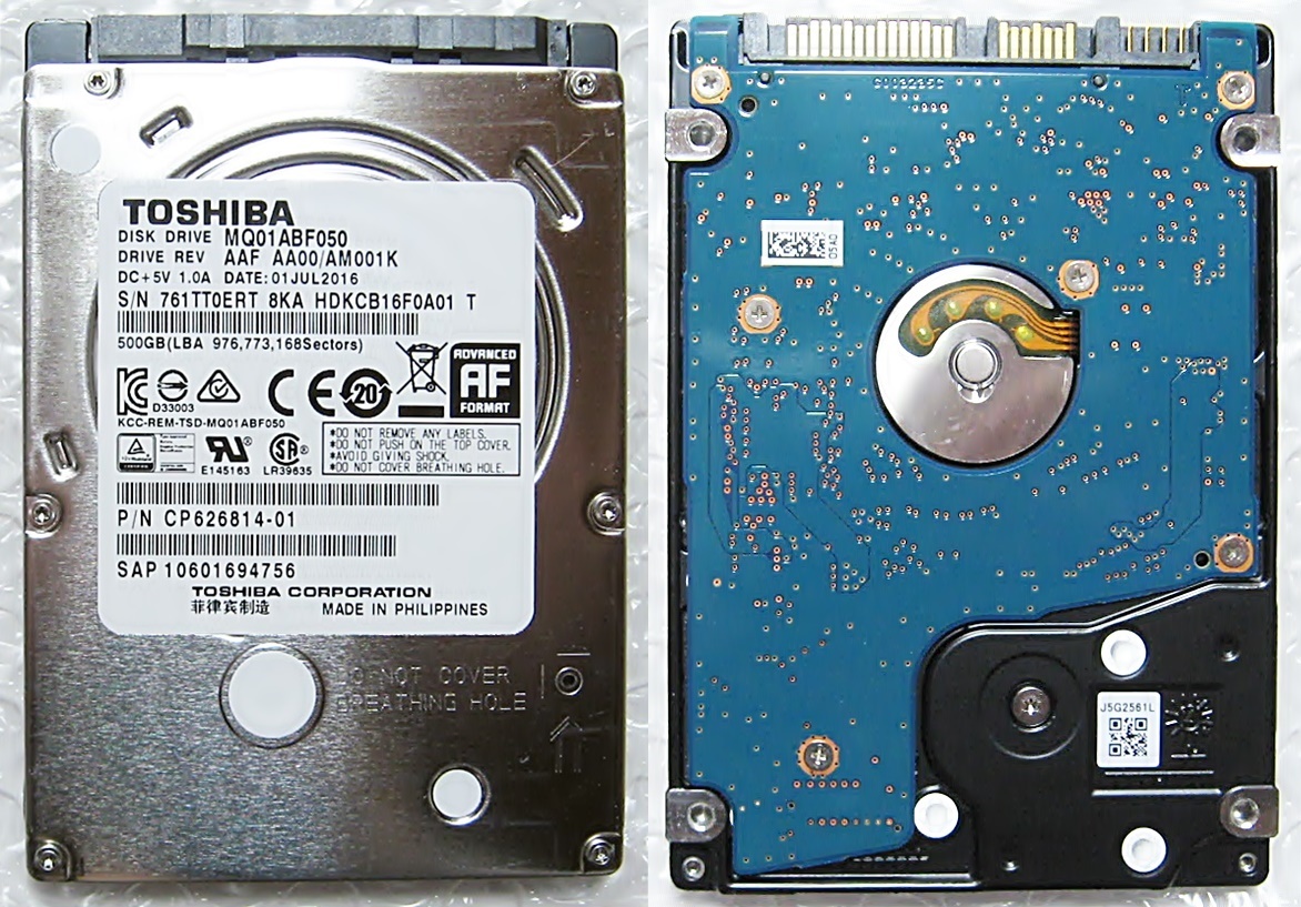 ☆東芝 TOSHIBA HDD 500GB SATA 2.5インチ 厚さ7mm ノートパソコン用 動作状態良好中古品 管理番号No.4☆_画像1