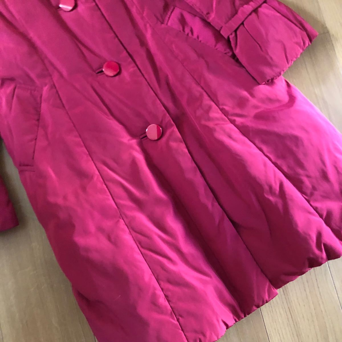 [TAFFETA tough ta] red . pink between rank removed possibility Rex ( rabbit ) fur circle collar down long coat 10 number M~L between 