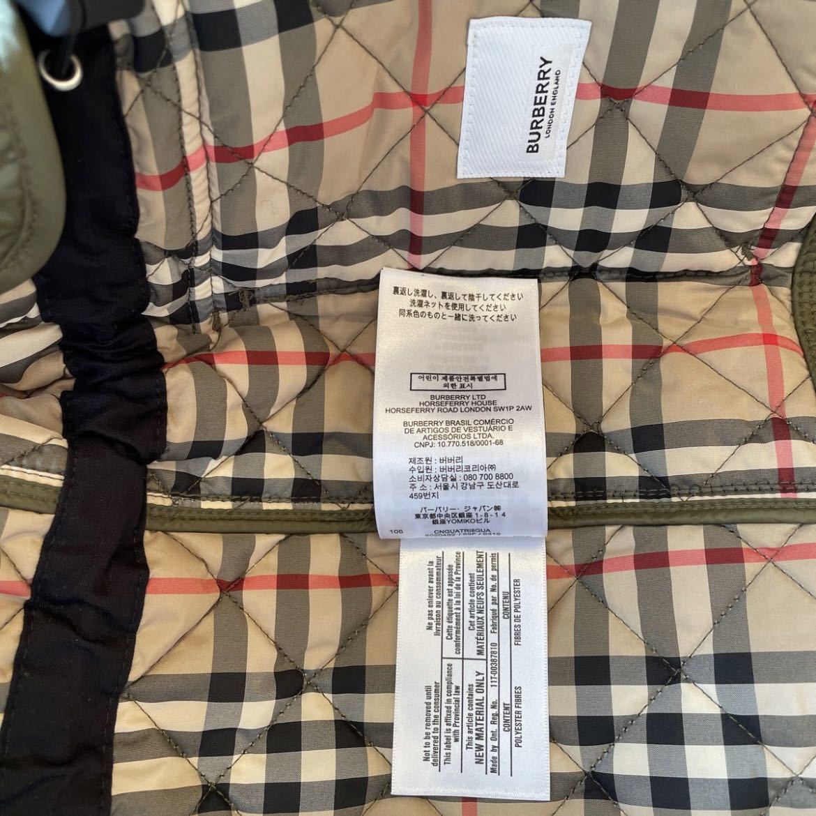 BURBERRY バーバリー キルティングコート フード キッズ 3Y 98cm