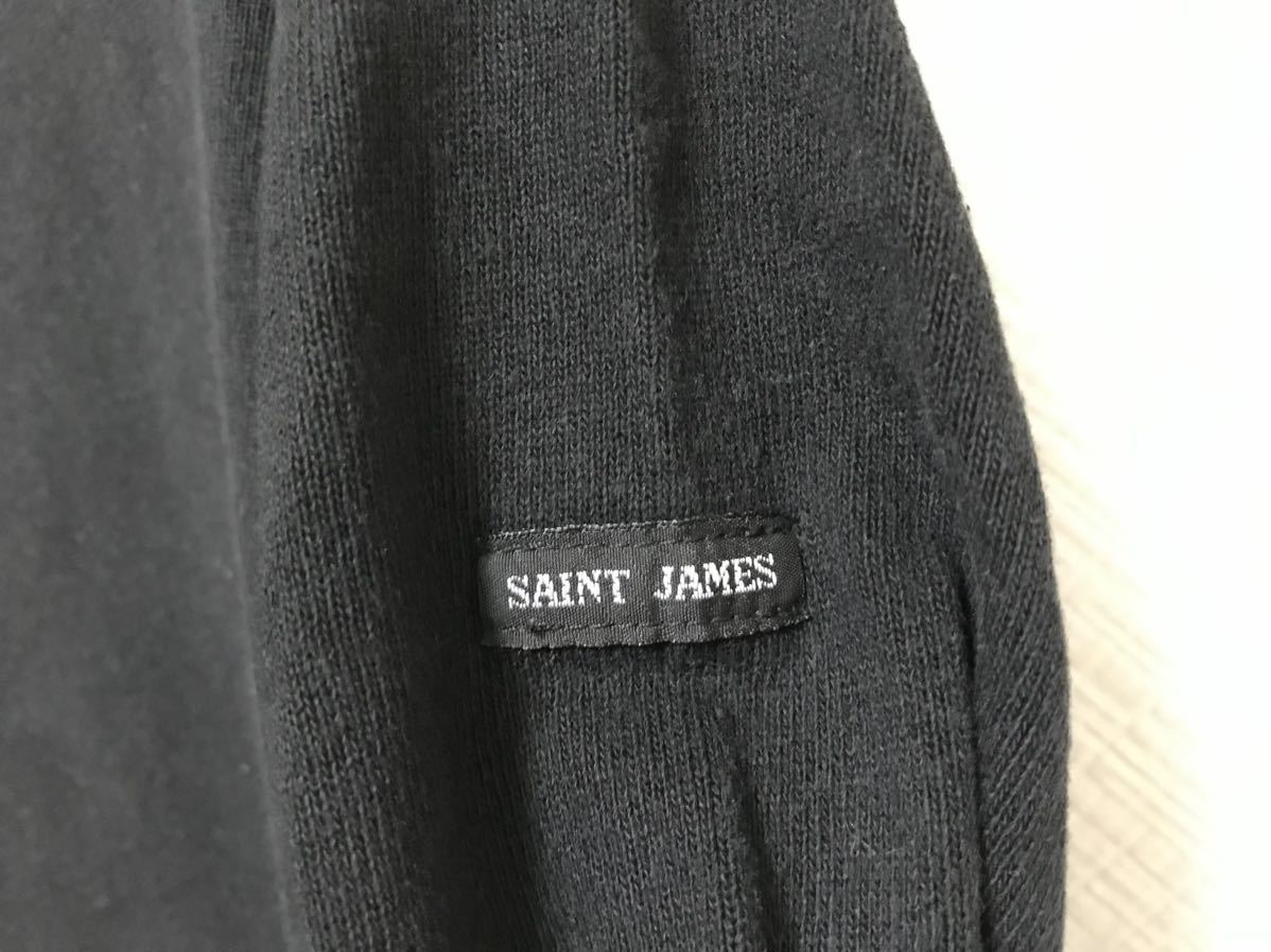 本物セントジェームスSAINTJAMESコットン長袖TシャツロンTパーカーメンズサーフアメカジワークビジネススーツ黒ブラック38Mフランス製_画像3