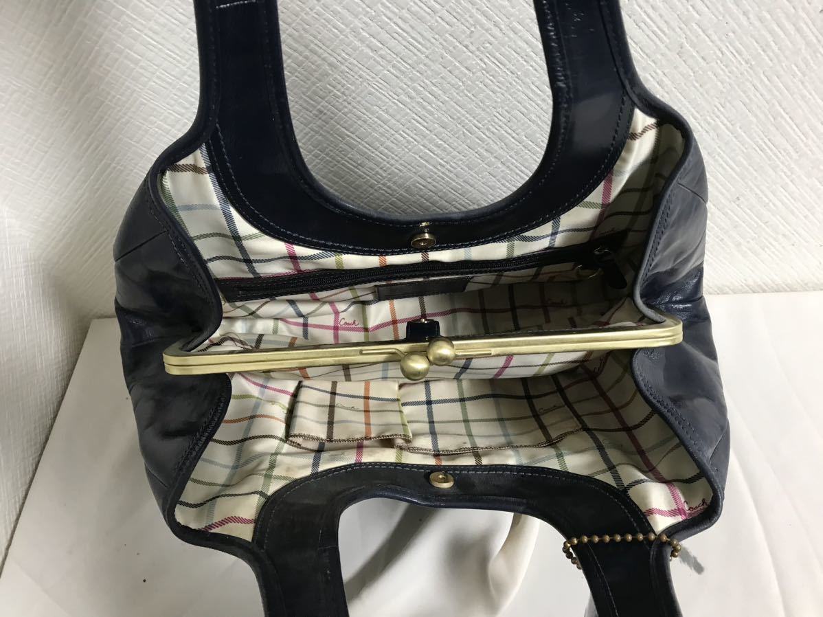 本物コーチCOACH本革エナメルレザートートハンドがま口バッグ 本物コーチCOACH本革エナメルレザートートハンドがま口バッグ