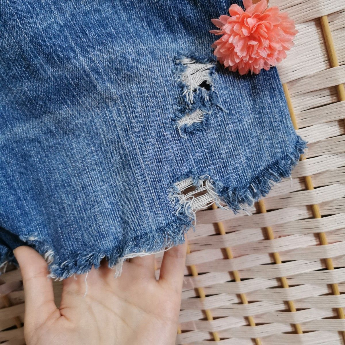 WC】クマタン刺繍ショートオーバーオール【リメイク】ダブルシー WC】クマタン刺繍ショートオーバーオール【リメイク】ダブルシー