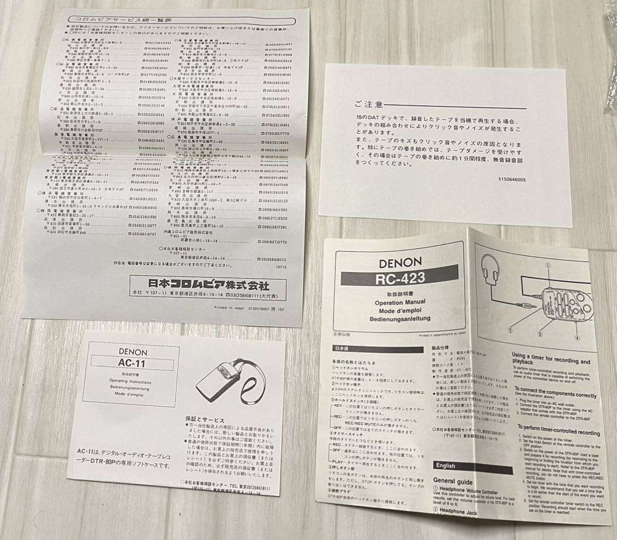DENON DTR 80P AP 20 RC 423 セット 説明書 アダプタ ケーブル DENON DTR 80P AP 20 RC 423 セット 説明書 アダプタ ケーブル