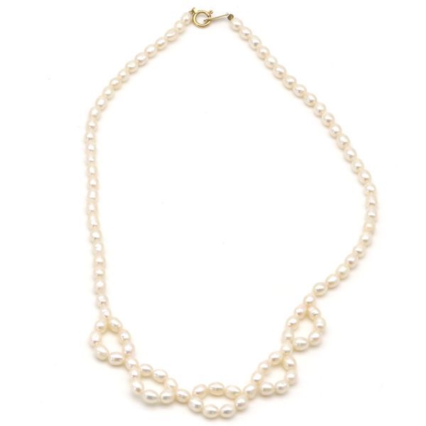 ネックレス 淡水真珠 K18 アクセサリー 5×4.5mm前後 14.87g ◎9930-4