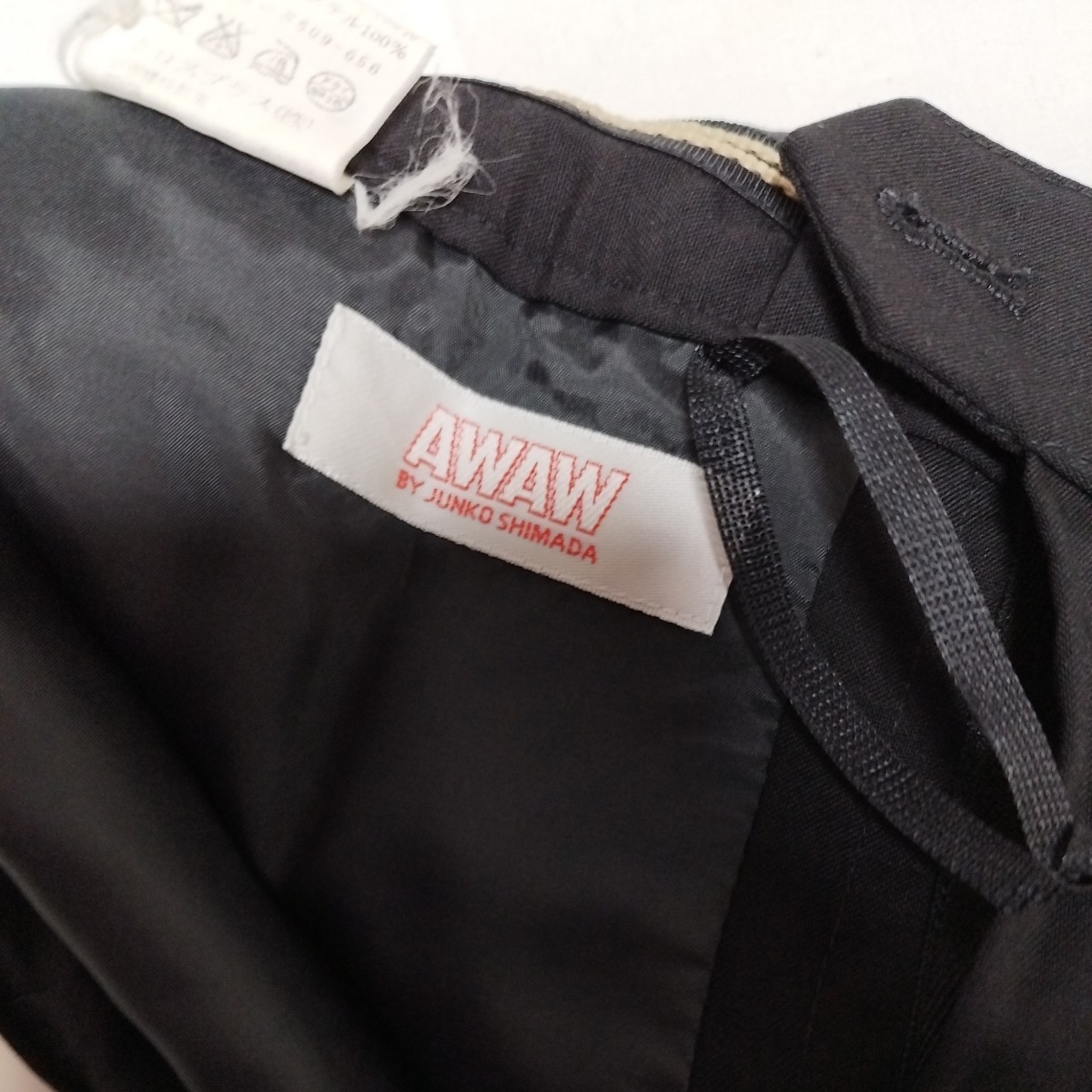 AWAW by JUNKO SHIMADA black formal wool slacks W61H89 length of the legs 70 beautiful goods 