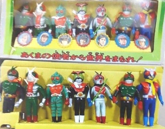 仮面ライダー 旧 1 号 2 号 希少ソフビ 2 体 セット ポピー 昭和 仮面ライダー 旧 1 号 2 号 希少ソフビ 2 体 セット ポピー 昭和