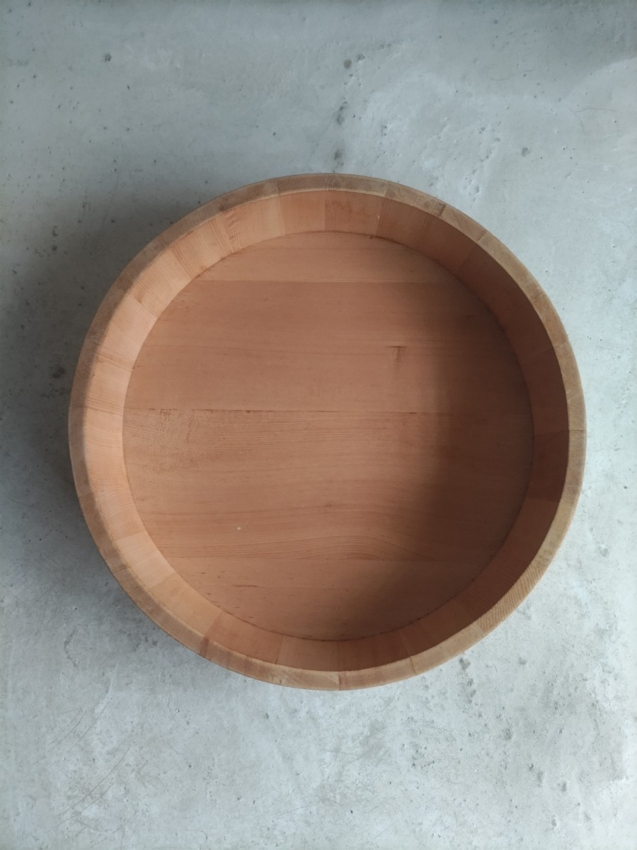 寿司桶　木製　４２ｃｍ　昭和　天然木　銅製たが_画像2