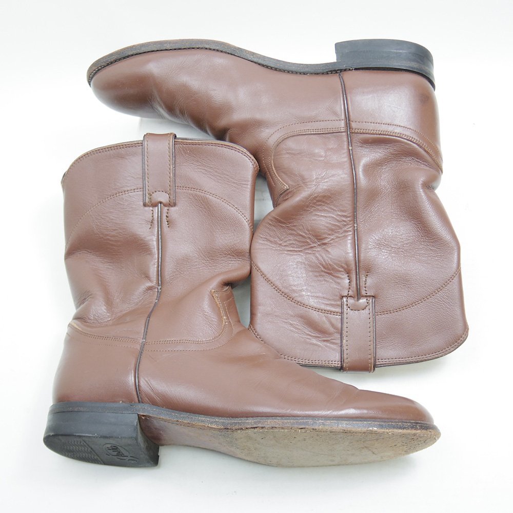 11D inscription 29cm corresponding Justin Justin Vintage western boots pekos boots leather leather shoes Brown tea /U9626