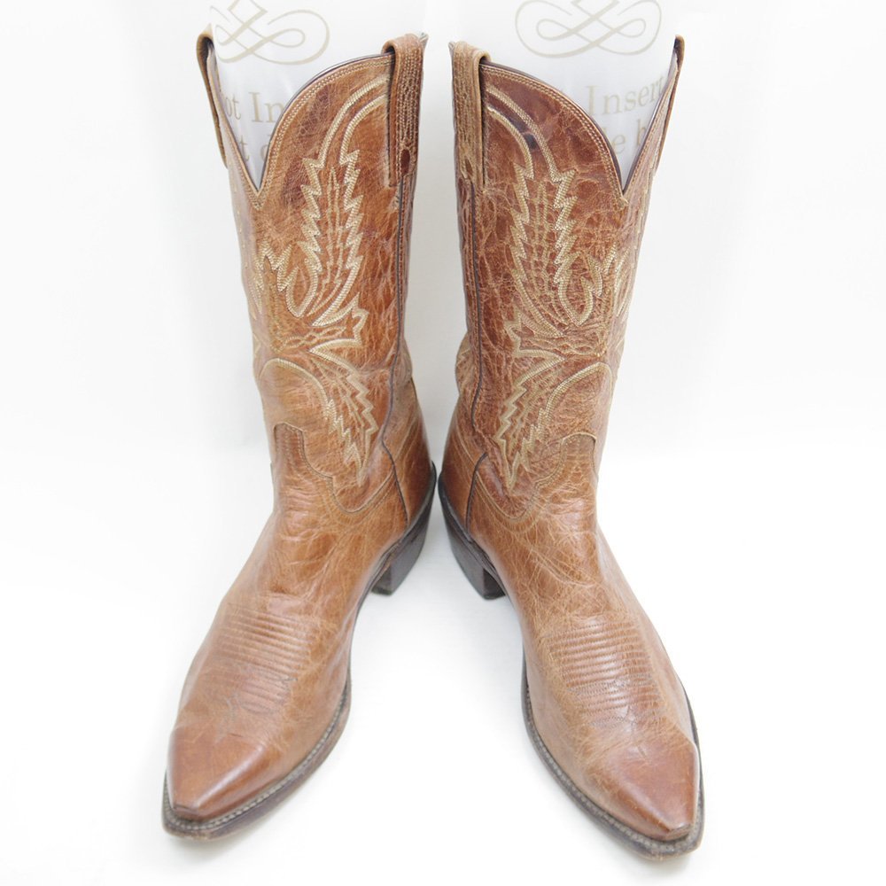 USA製　11D表記　29cm相当　Lucchese　ルケーシー　ヴィンテージ　ウエスタンブーツ　ペコスブーツ　レザー　本革　革靴　ブラウン/U9625_画像2