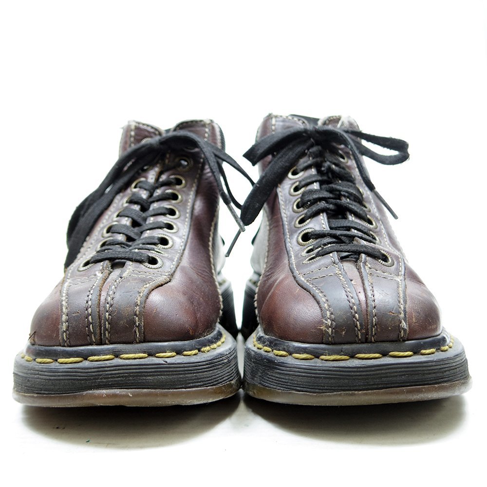 JUNK! UK5　24cm相当　Dr.Martens　ドクターマーチン　9ホール　ブーツ　シューズ　ブラウン　茶　イエローステッチ　ワークブーツ/U9678_画像3