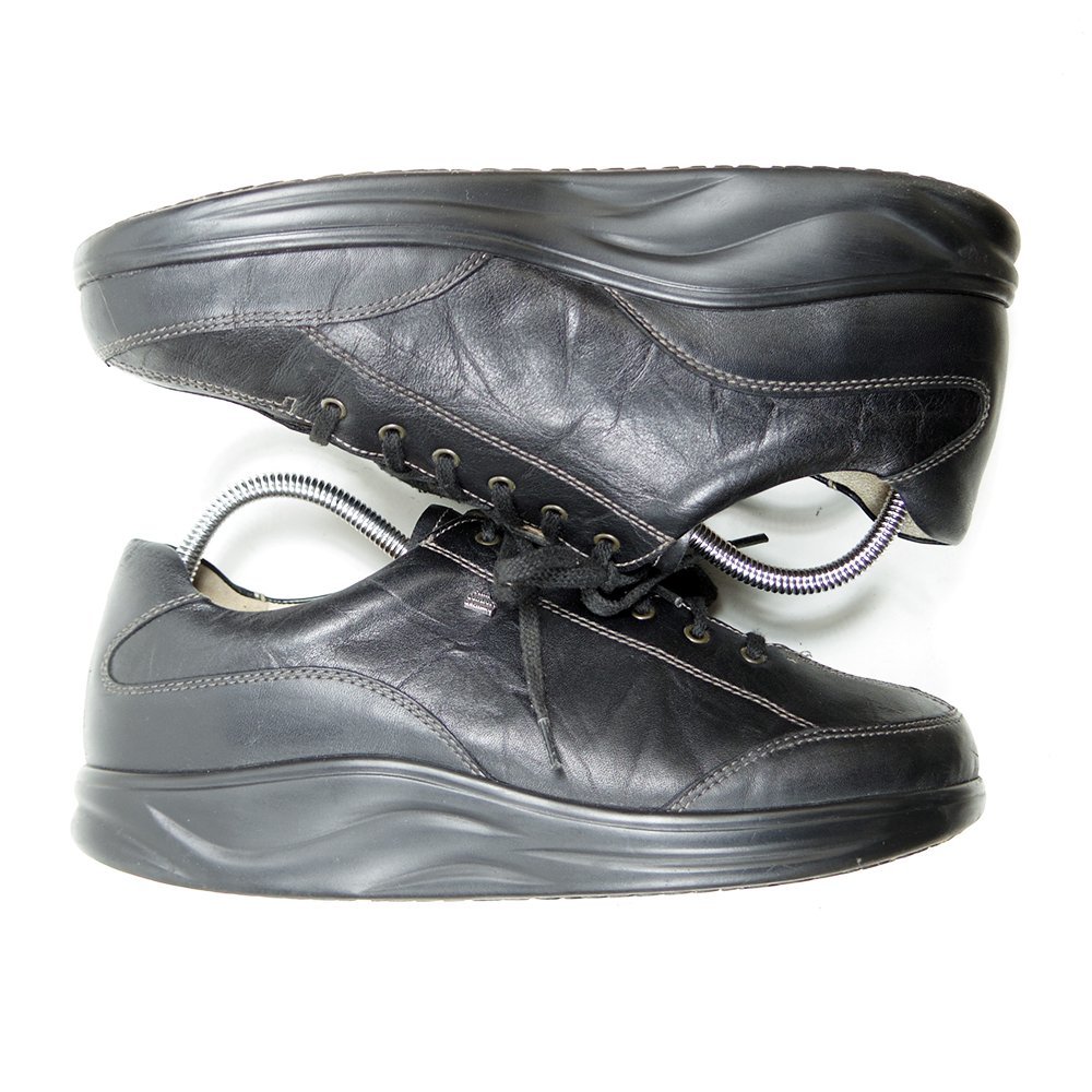 6 inscription 24.5cm corresponding Finn Comfort fins comfort 6 hole leather shoes leather black low cut /U9722