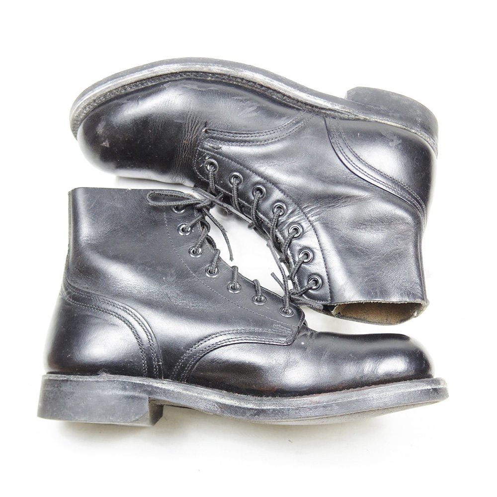 70s 6E inscription 24cm corresponding Canada army off .sa- shoes service boots plain tu dress shoes black leather boots /U9756