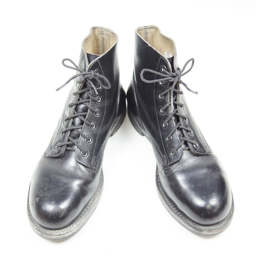 70s 6E inscription 24cm corresponding Canada army off .sa- shoes service boots plain tu dress shoes black leather boots /U9756