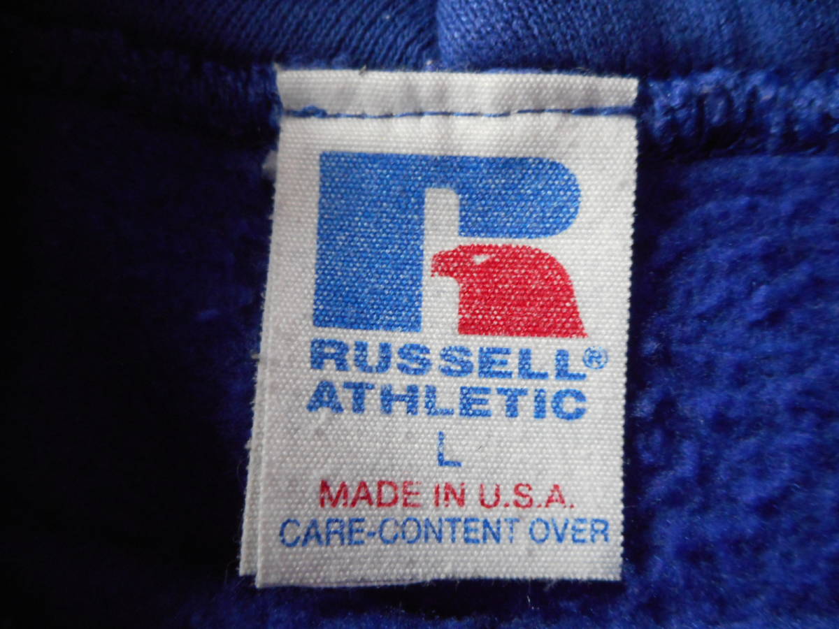 レア ビンテージ 90s Russell Athletic ラッセル アスレチック USA製 アメリカ製 スウェット 肉厚 無地 ブルー リバースウィーブ パーカー_画像8