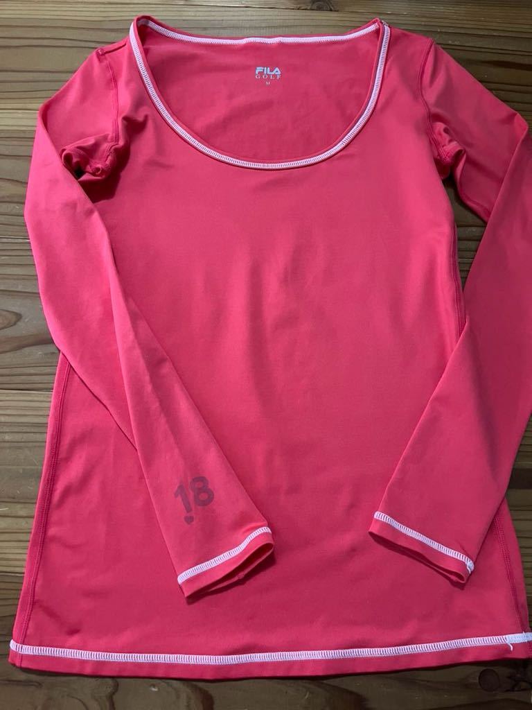 送料込み！FILA GOLF 長袖Tシャツ ピンク Mサイズ ロンT フィラゴルフ インナーウェア カットソー GOLF ゴルフウェアの画像1