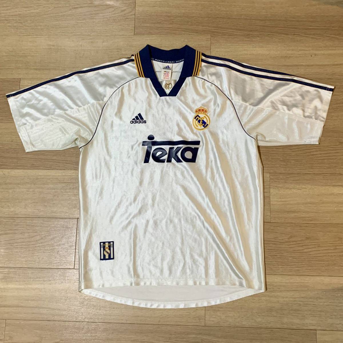 adidas 99-00 REAL MADRID レアルマドリード UCL 優勝 CHAMPIONS OF EUROPE Teka ユニフォーム L ポルトガル製 El Blanco_画像2