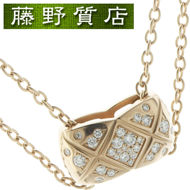 （美品）シャネル CHANEL ココクラッシュ ダイヤ ネックレス マトラッセ K18 PG × ダイヤモンド J11359 証明書 ペンダント 9109