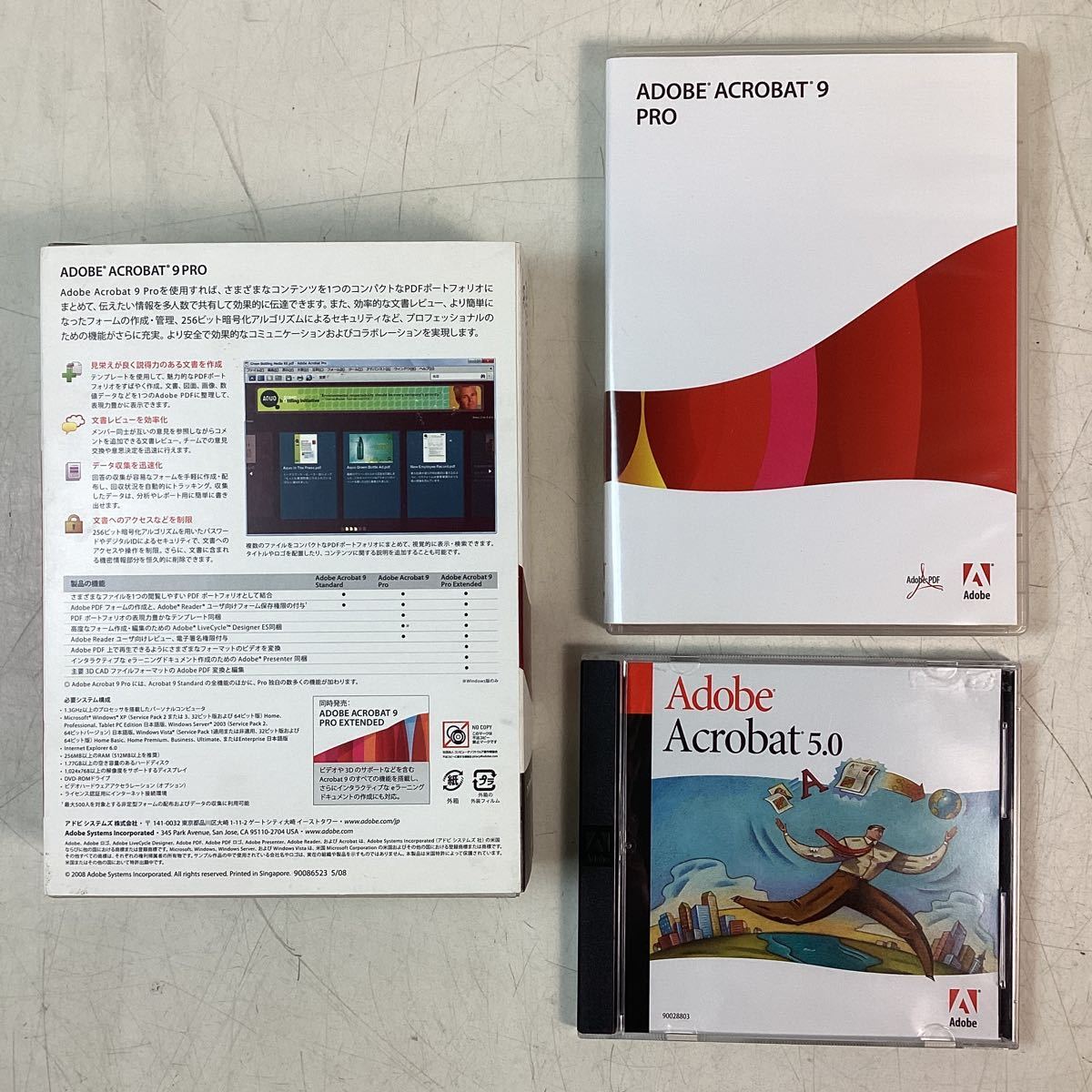 yk359 ADOBE アップグレード専用ソフト 3点まとめ売り ACROBAT 9 PHOTOSHOP CS4 ILLUSTRATOR CS4 Windows 動作未確認 中古_画像3