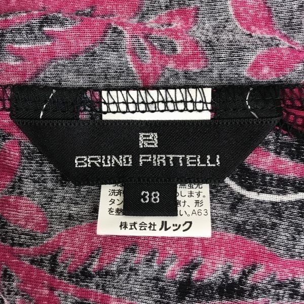 ブルーノピアッテリ★半袖カットソー/トップス【レディース38/黒×ピンク×白/花柄】bruno piattelli◆BG688