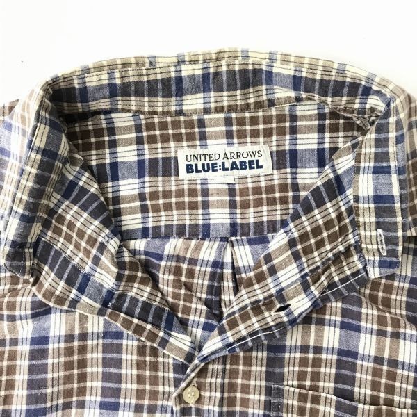 Vintage UNITED ARROWS BLUE LABEL short sleeves shirt men's L tube NO. 6-95