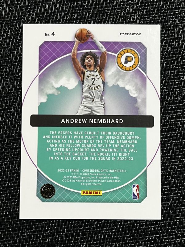 Andrew Nembhard アンドリュー・ネムハード 2022-23 Panini NBA Contenders Optic Hoop Dreams Red Ice Prizm Rookie RC ペイサーズ_画像2