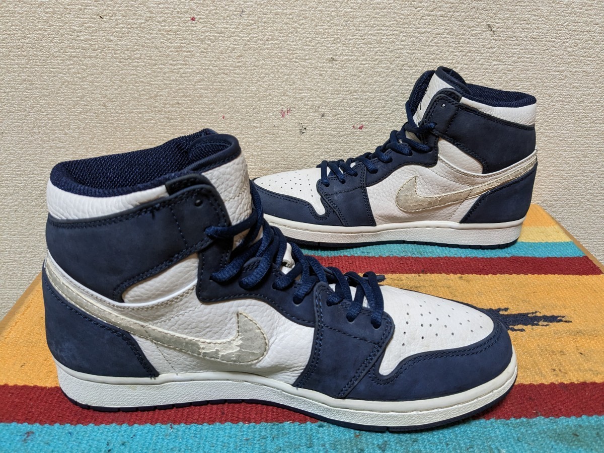 01年製！★オリジナル！ 　エア　ジョーダン　1 retro high co.jp 2001 紺×白×銀　3000足限定モデル！　air jordan 検索 low OG ダンク_画像4