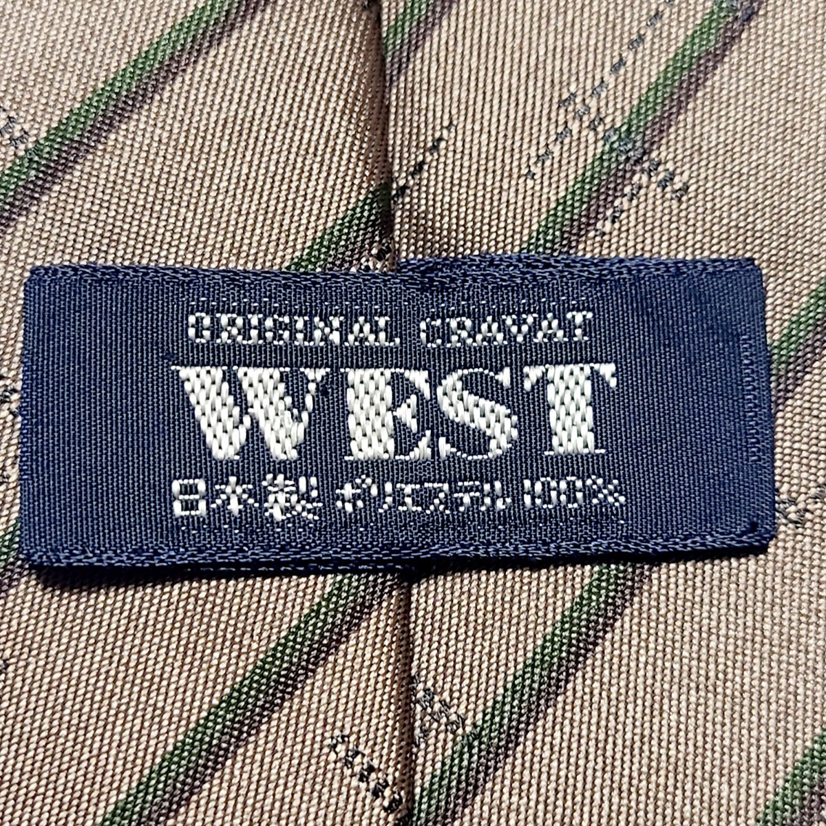 G454LL 日本製 ORIGINAL CRAVAT WEST オリジナルクラヴァットウェスト ネクタイ モカブラウン ストライプ 光沢感 ビジネス フォーマル_画像6