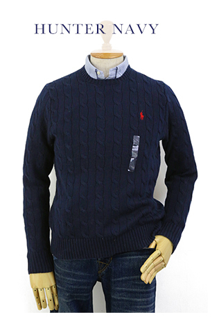 新品 アウトレット 42283 Sサイズ コットン ケーブル クルーネックセーター 紺 polo ralph lauren ポロ ラルフ ローレン