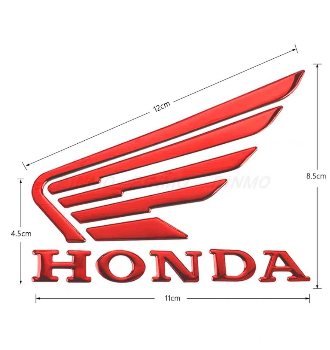 ホンダ　立体3Dエンブレム　大【レッド】HONDAステッカー　カスタム タンクウイングエンブレム2枚セット オートバイ車タンクウイング 本田_画像2