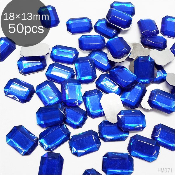  free shipping large grain rectangle acrylic fiber Stone [71] 18×13mm blue color 50 piece insertion star anise shape blue Kirakira parts hand made handicrafts /14