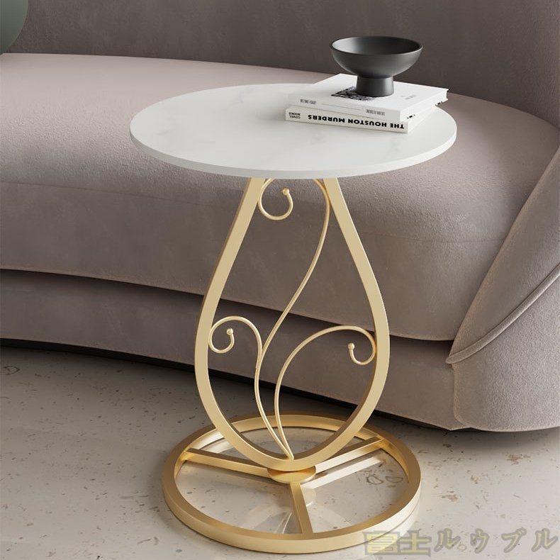 美しいフレームデザインのサイドテーブル おしゃれ かわいい モダン インテリア 家具 コーヒーテーブル エンドテーブル ゴールド ホワイト_画像7