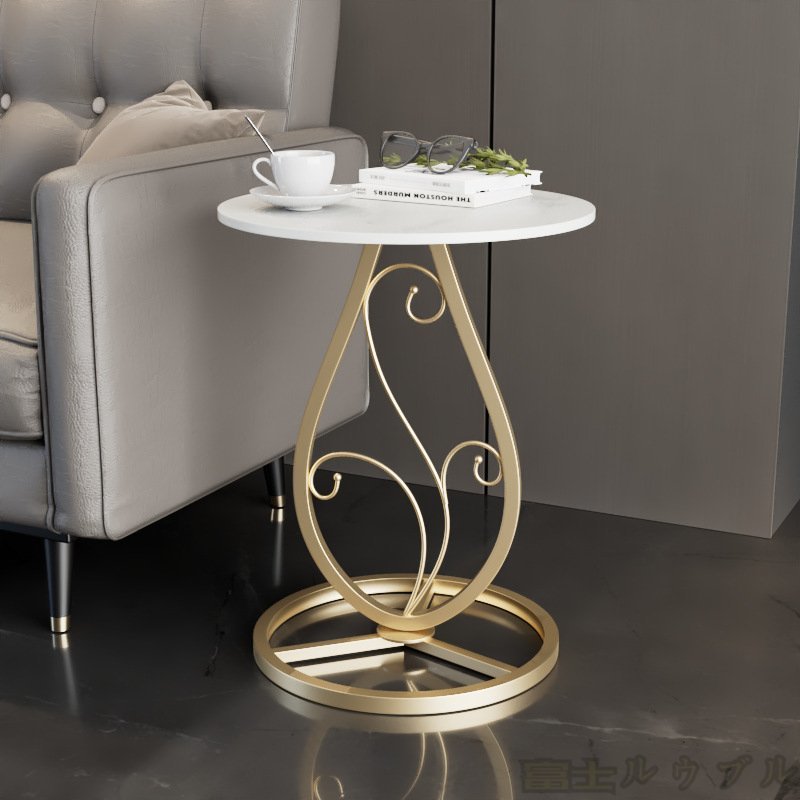 美しいフレームデザインのサイドテーブル おしゃれ かわいい モダン インテリア 家具 コーヒーテーブル エンドテーブル ゴールド ホワイト_画像1