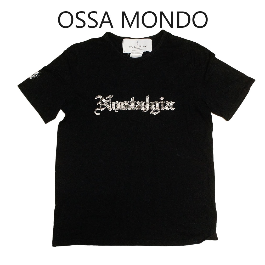 ■OSSAMONDO オッサモンド 黒Tシャツ/2 半袖レディース_まえ