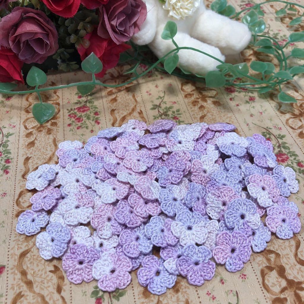 (No.29)* hand made * pretty . flower (^^)100 sheets [ Mix ] lace thread motif parts and so on 