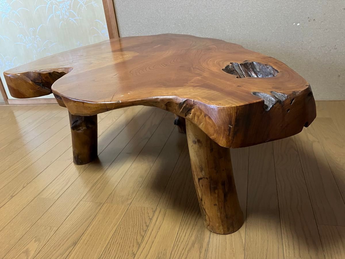 座敷机 和風 テーブル 一枚板 レトロ 天然木 ローテーブル - 座 座敷机 和風 テーブル 一枚板 レトロ 天然木 ローテーブル - 座