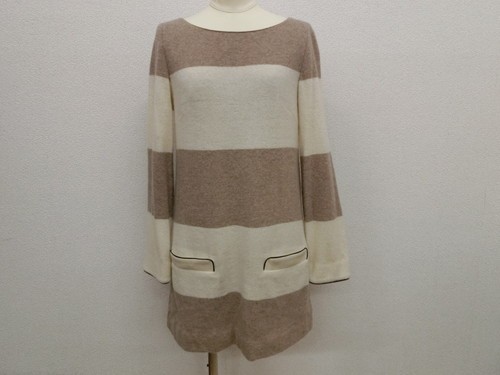 (25888)MAYSON GREY Mayson Grey border One-piece long sleeve eggshell white × beige 2 USED