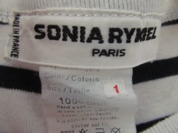 (55852)ソニアリキエル　SONIA RYKIEL　レディース　半袖　コットン　ボーダー　カットソー　ホワイト×ネイビー　USED_カラー　ホワイト×ネイビー