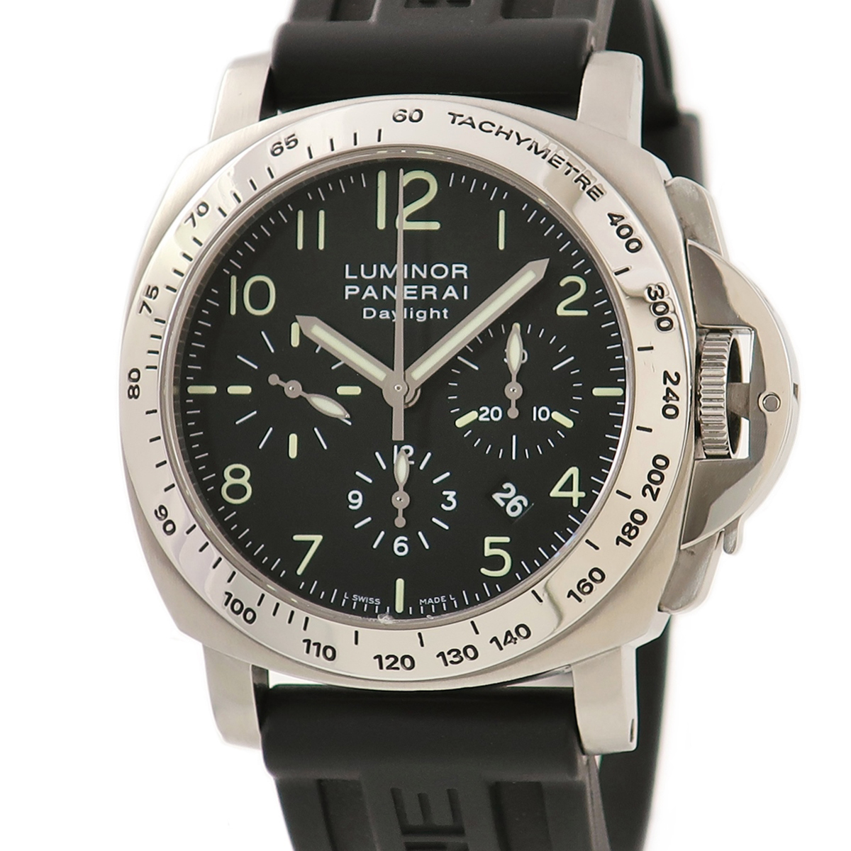 【3年保証】 パネライ ルミノール クロノグラフ デイライト PAM00196 G番 黒 自動巻き メンズ 腕時計