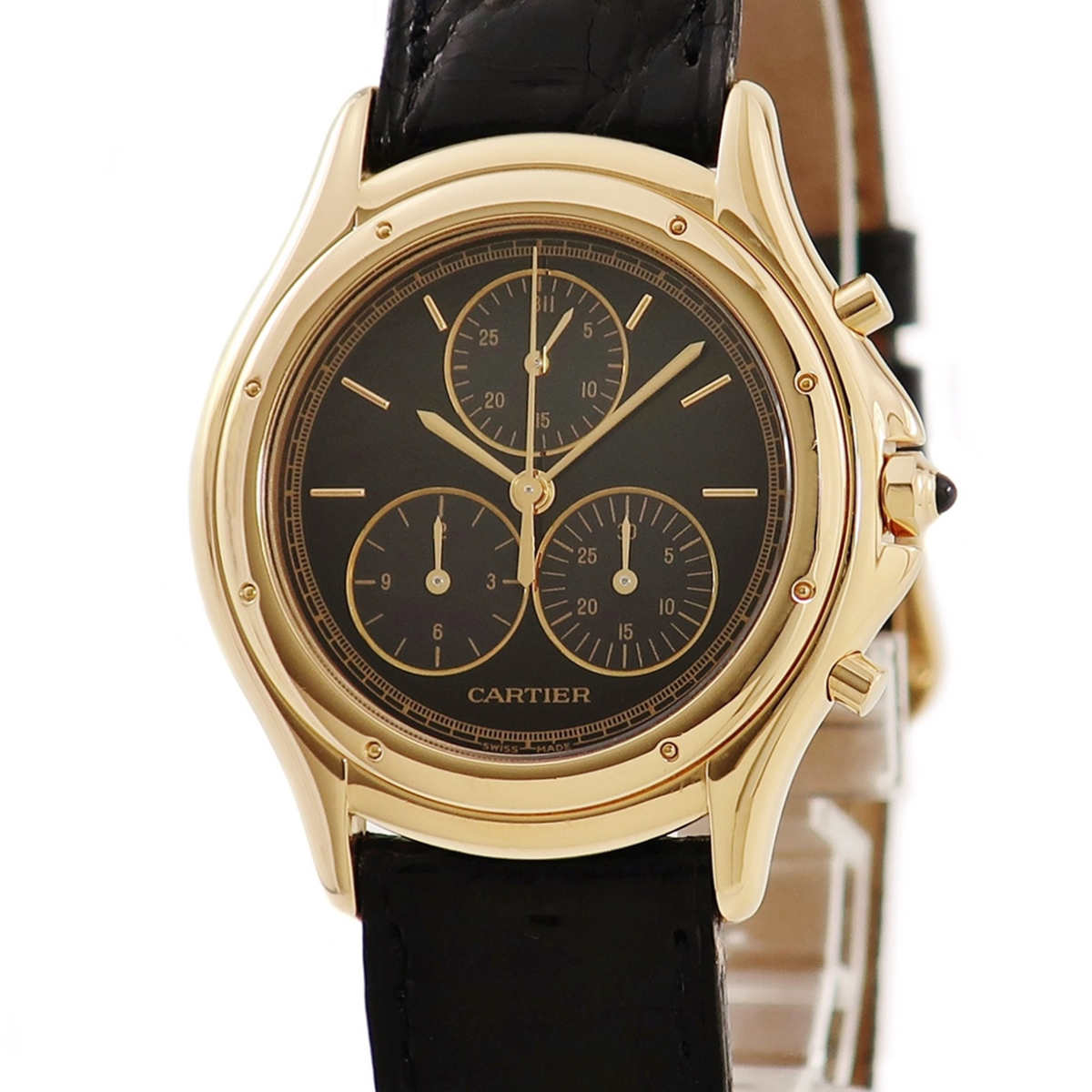 [3 год гарантия ] Cartier пума LM Chrono рефлекторный W3500851 производитель OH settled K18YG чистота чёрный кварц женский boys наручные часы 