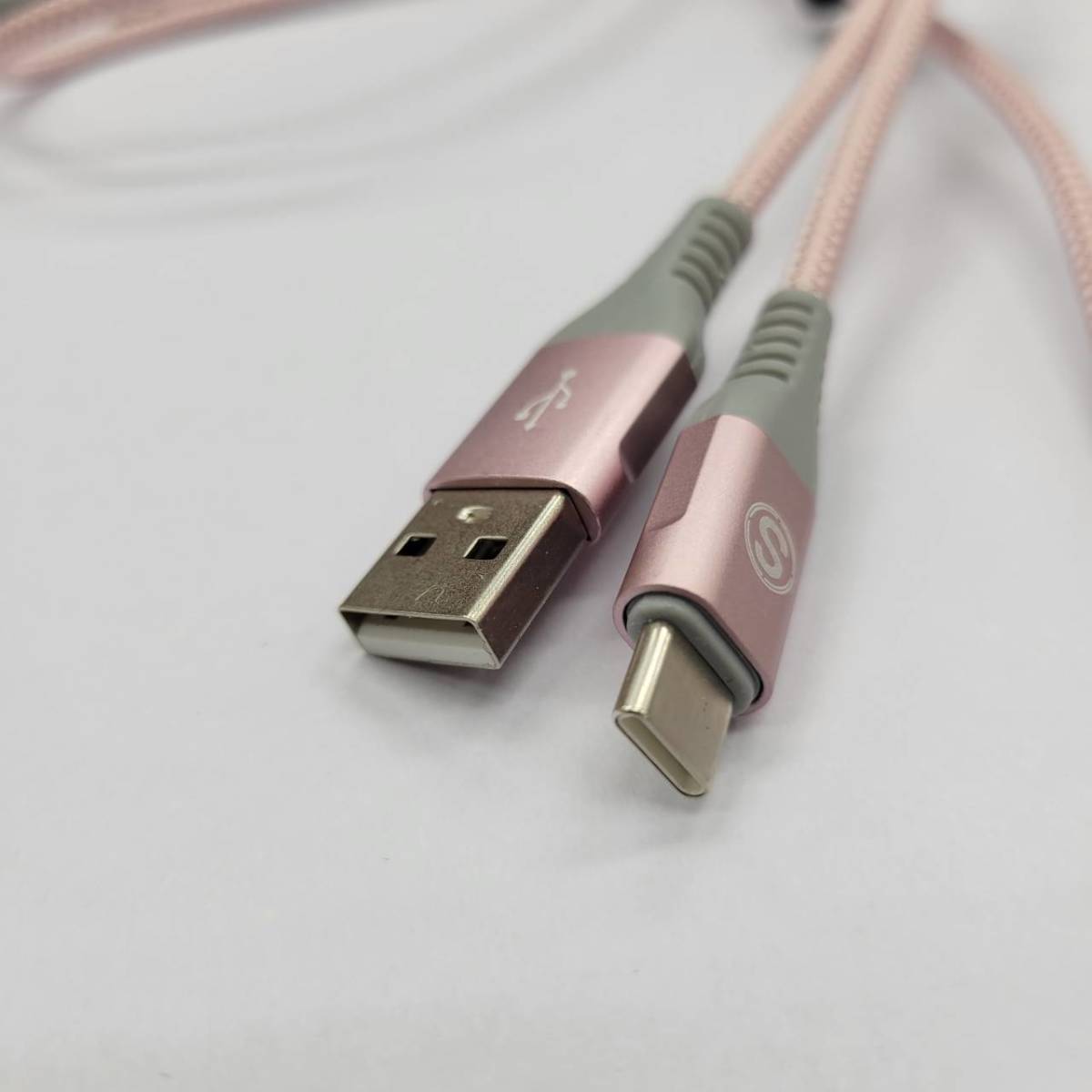 ★【在庫処分価格】USB Type C ケーブル 2本セット1m+1m タイプ C 充電ケーブル AC-01 ピンク 充電器ナイロン編組コード☆C12-135aの画像3