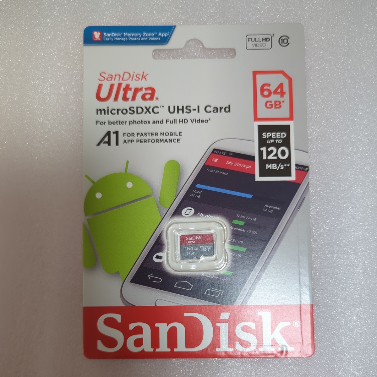 64GB SanDisk サンディスクUltra microSDXC UHS-I Card 120MB/s 新品未開　送料無料　匿名配送_画像1