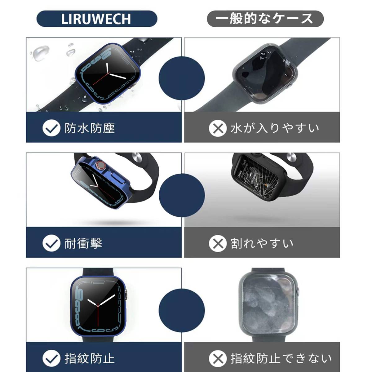【特価商品】LIRUWECH Apple Watch 用 防水ケース 45mm 44mm 41mm 40mm アップルウォッチ保護の画像2